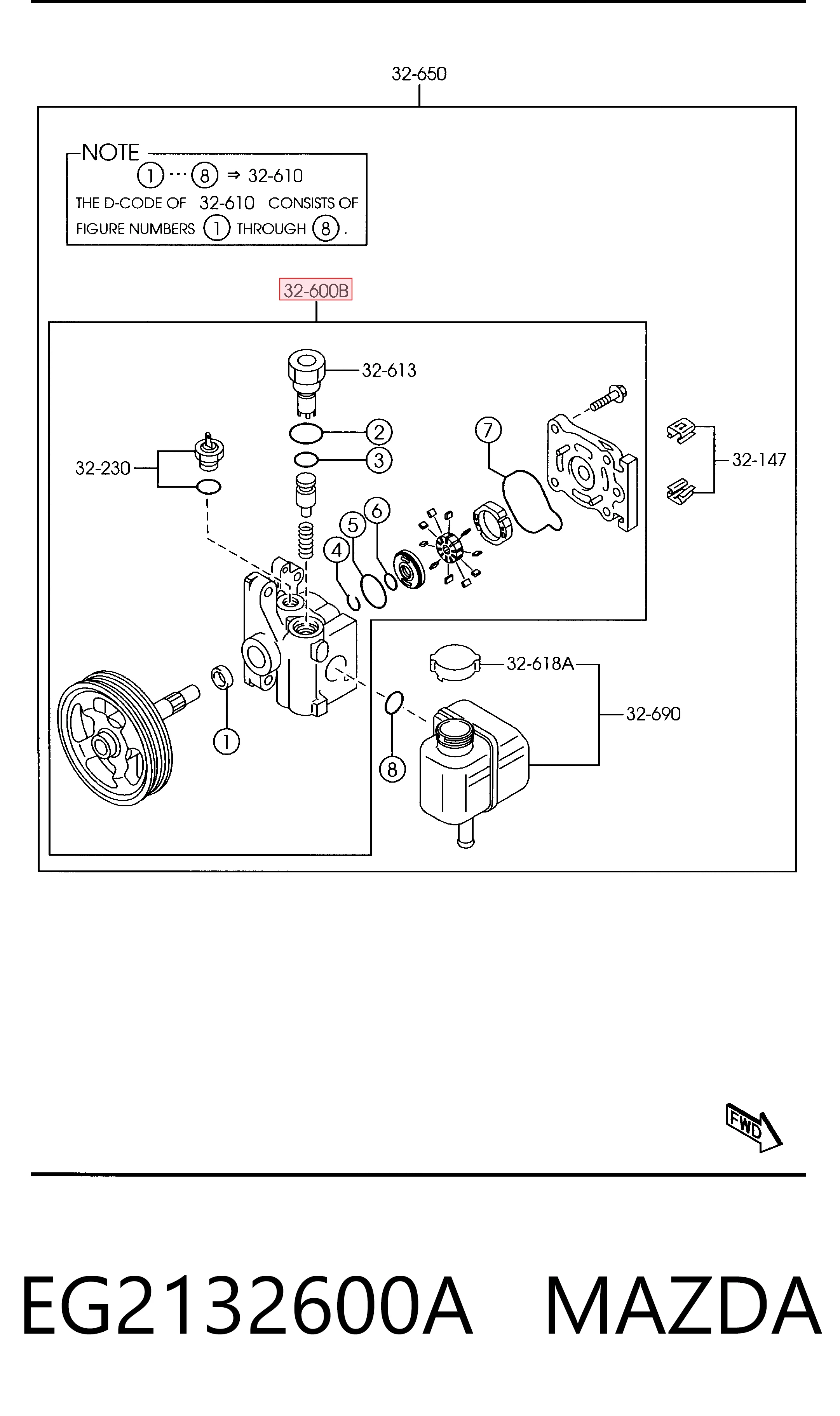 EG2132600A Mazda Bomba da Direção hidrâulica assistida