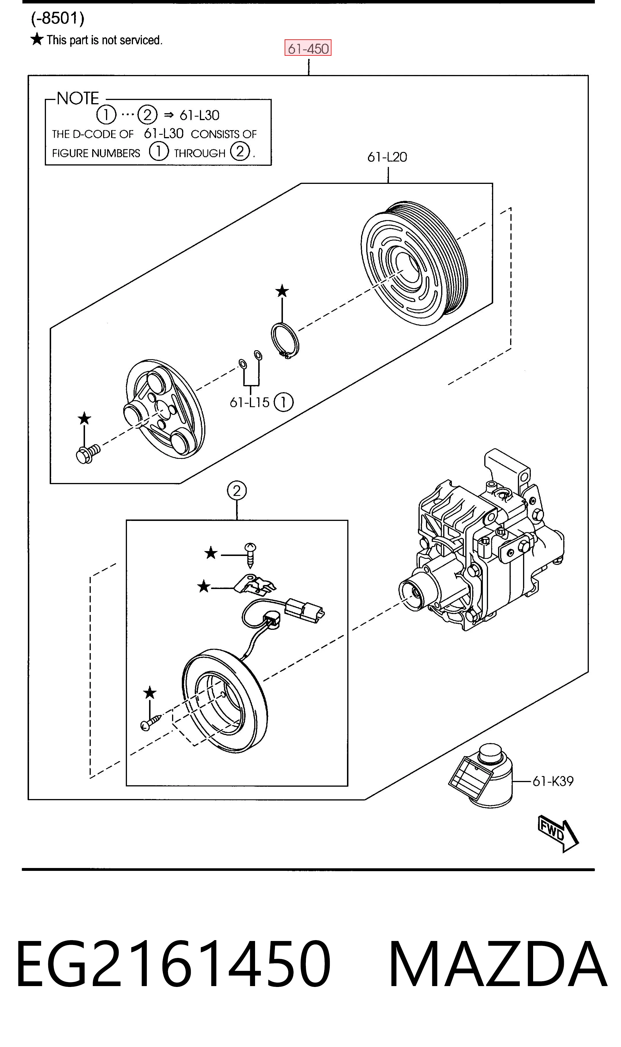 EG2161450 Mazda Compressor de aparelho de ar condicionado