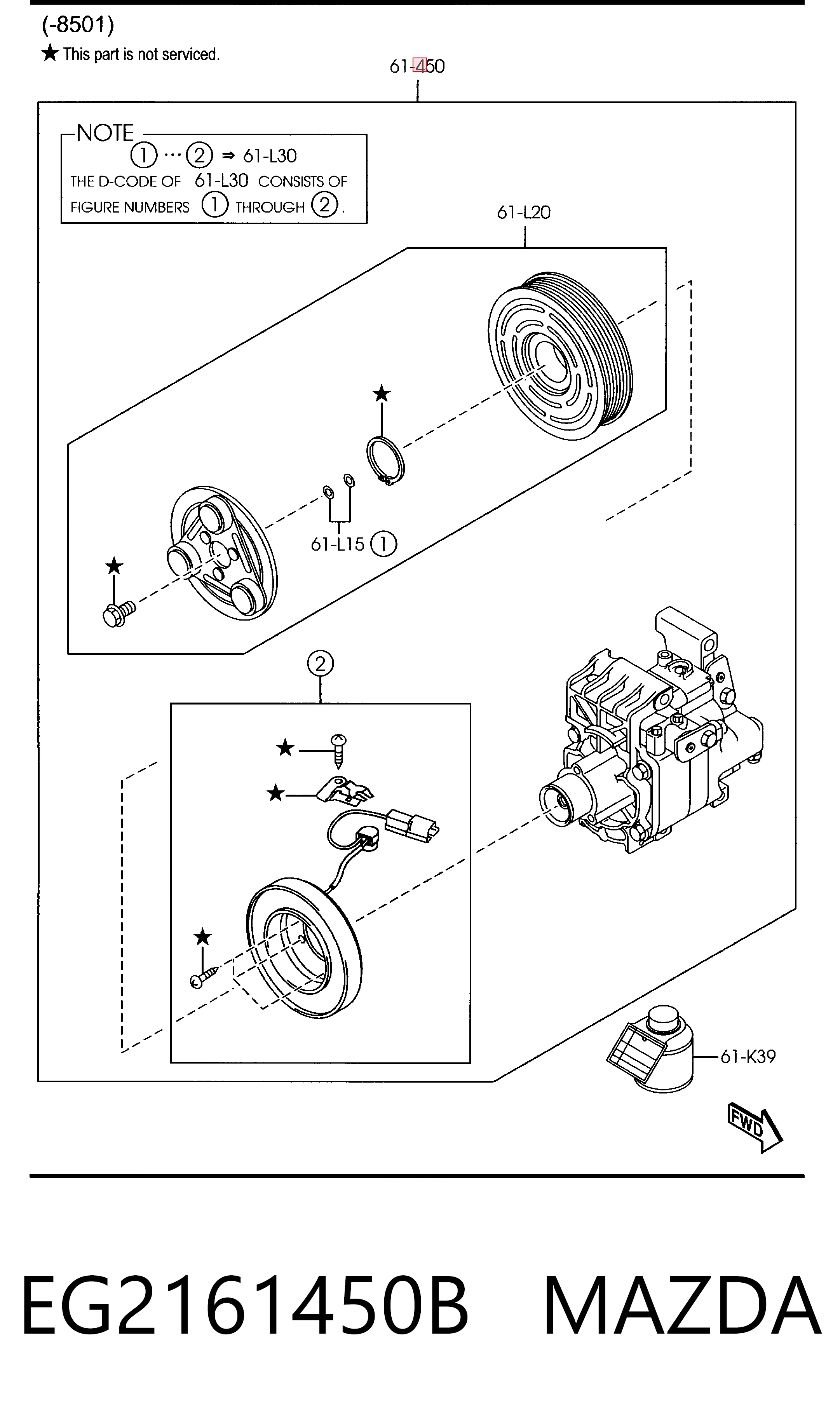 EG2161450B Mazda Compressor de aparelho de ar condicionado
