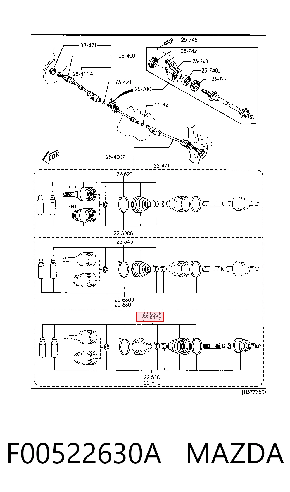 Bota de proteção externa de junta homocinética do semieixo dianteiro Mazda 323 S V BA