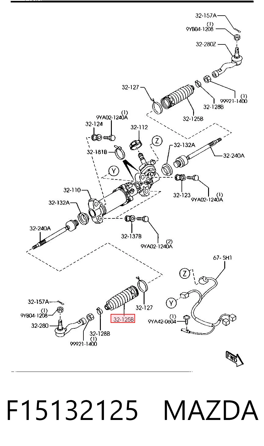 Bota de proteção do mecanismo de direção (de cremalheira) Mazda RX-8  SE ao melhor preço