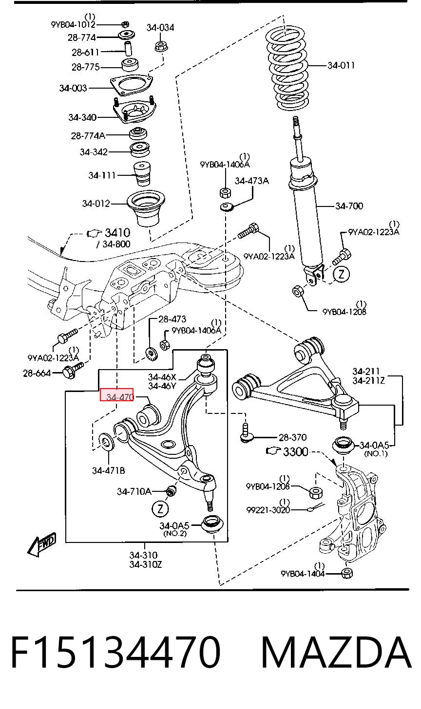 Bloco silencioso dianteiro do braço oscilante inferior Mazda RX-8  SE ao melhor preço