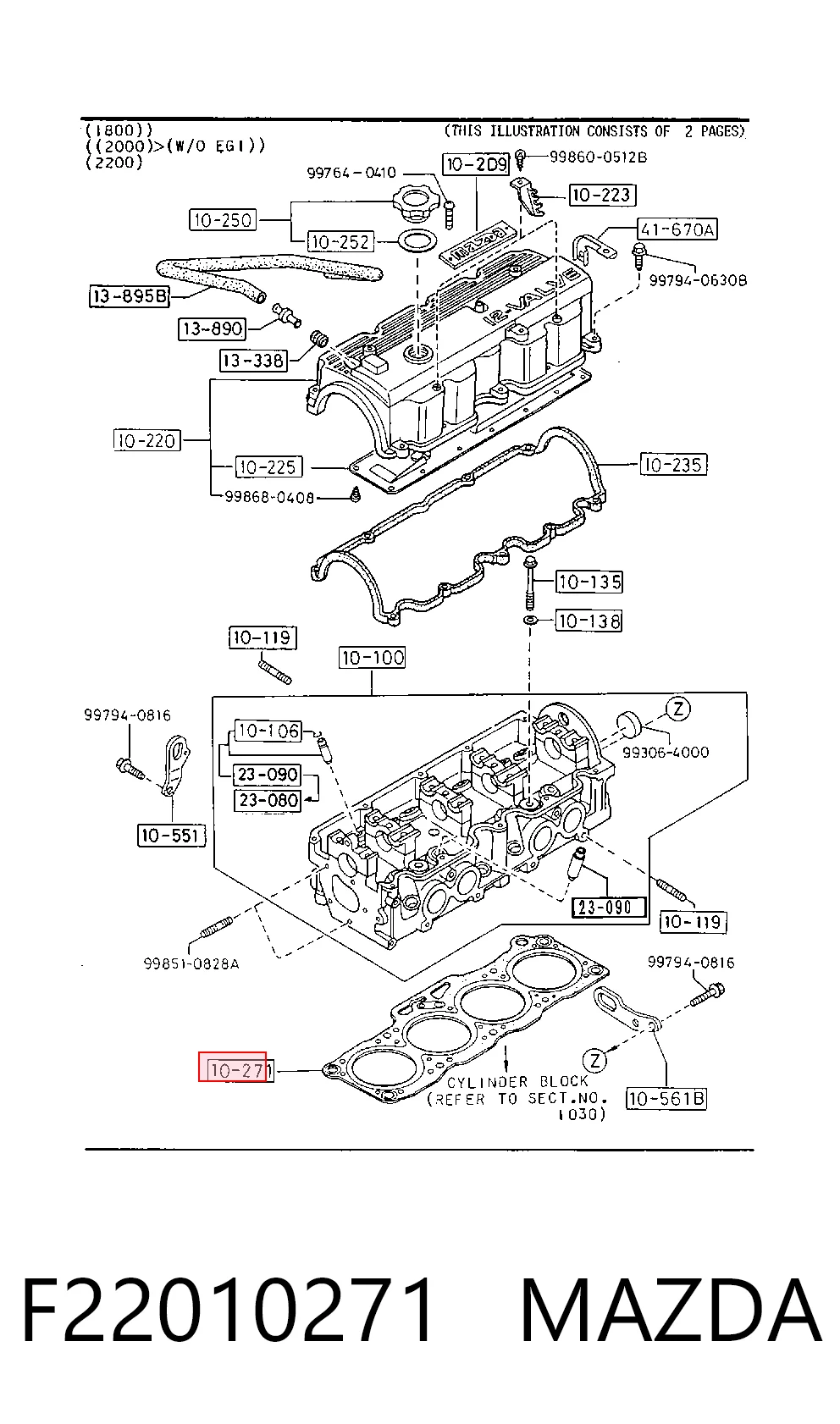0K90010271 Hyundai/Kia Vedante de cabeça de motor (CBC)