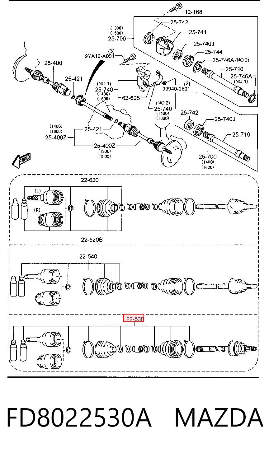 Compre Bota de proteção externa de junta homocinética do semieixo dianteiro Mazda 2 2