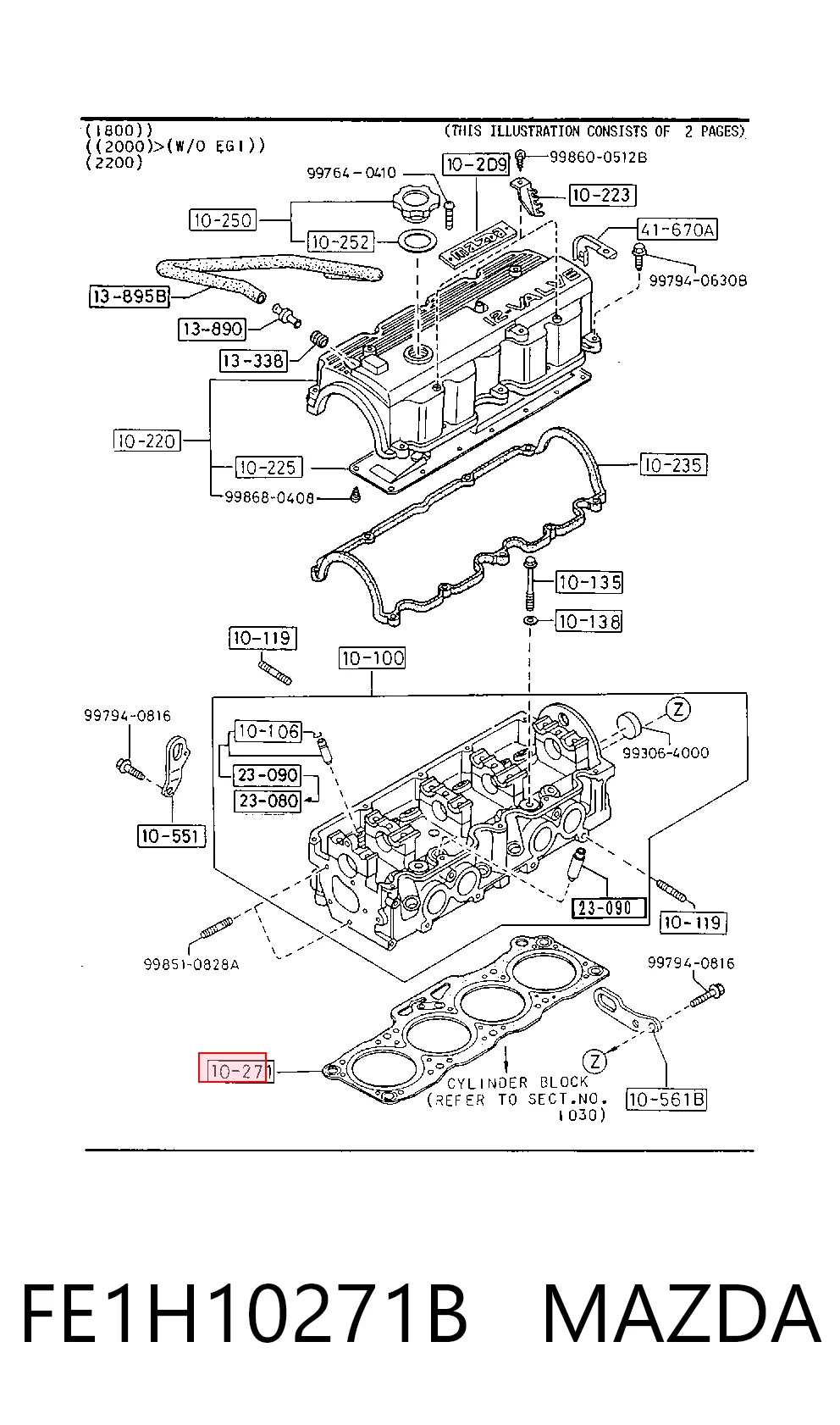 Vedante de cabeça de motor (CBC) 0K90010271 Hyundai/Kia