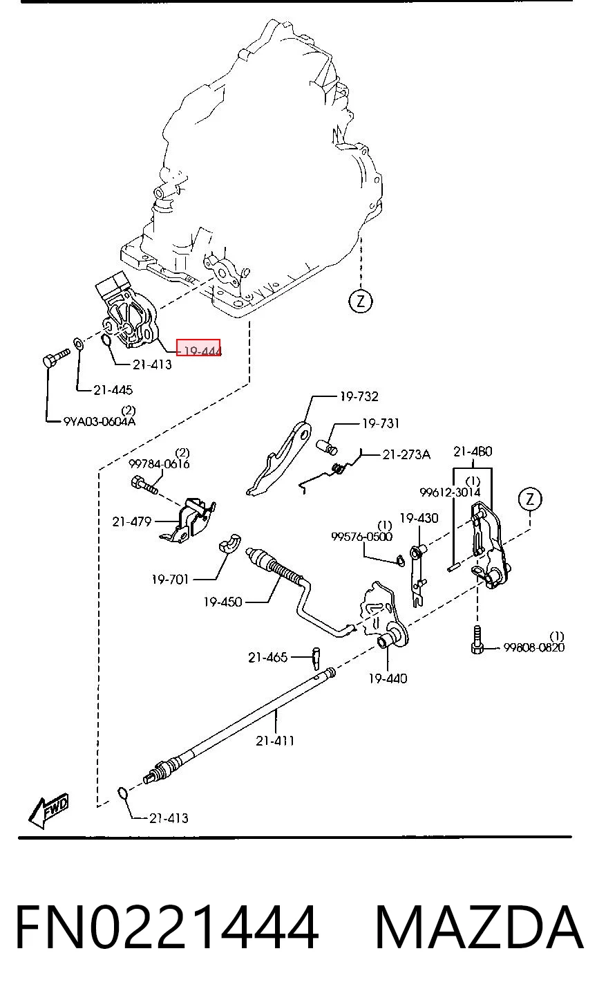 FN0221444 Mazda Sensor dos modos de trabalho da Caixa Automática de Mudança