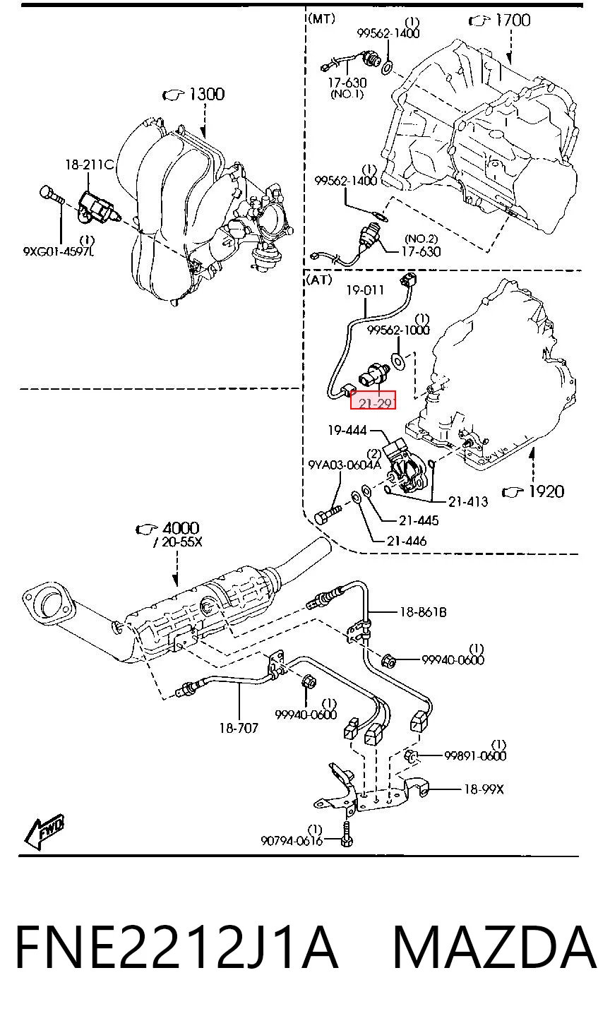 FNE2212J1A Mazda Sensor de pressão de óleo da Caixa de Mudança