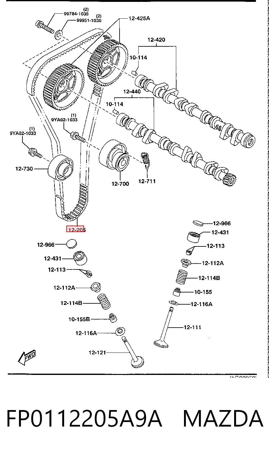Correia do mecanismo de distribuição de gás 1302857J85 Nissan/Infiniti