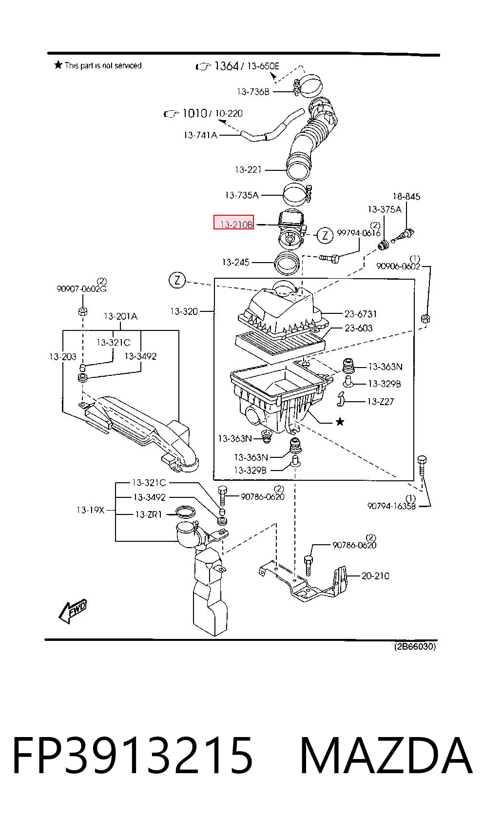FP3913215 Mazda Sensor de fluxo (consumo) de ar, medidor de consumo M.A.F. - (Mass Airflow)