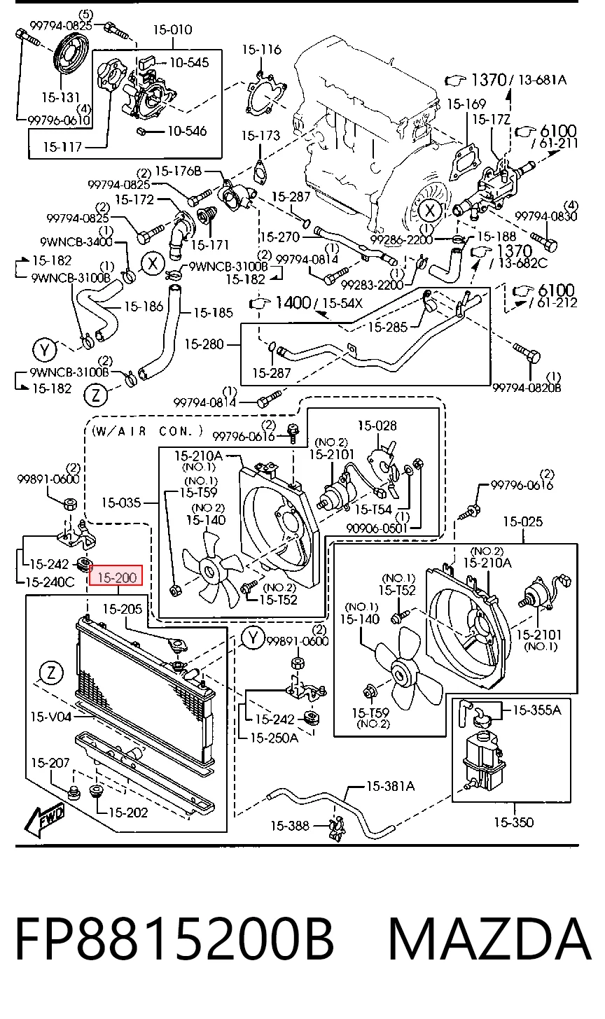 Radiador de esfriamento de motor para Mazda 626 GV