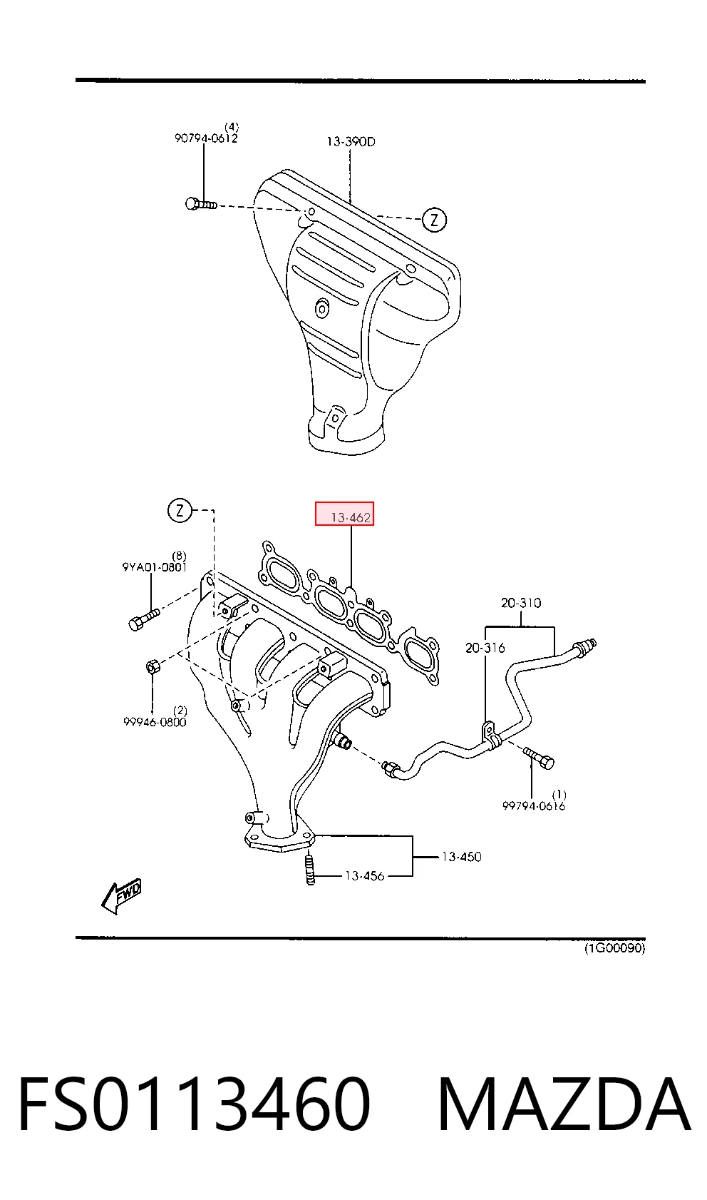 Vedante de tubo coletor de escape para Mazda 626 V GW