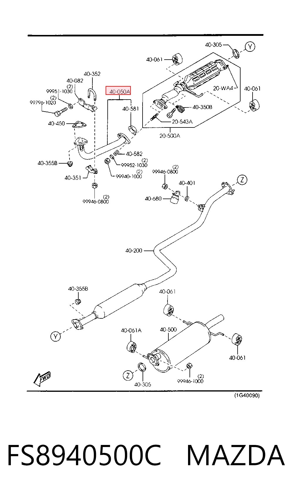Silenciador, parte traseira para Mazda 626 GF