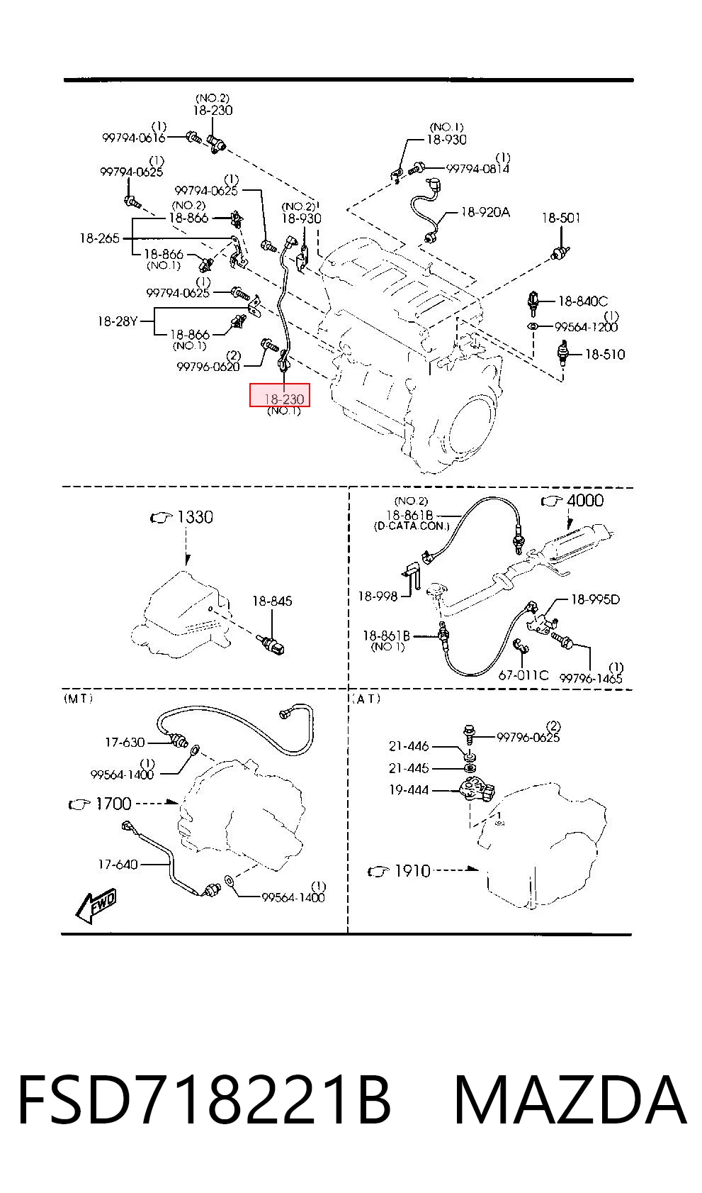 FSD718221B Mazda Sensor de posição (de revoluções) de cambota