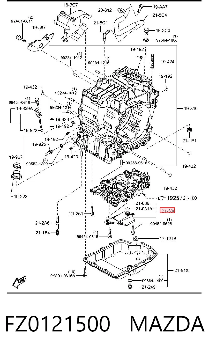 FZ0121500 Mazda Filtro da Caixa Automática de Mudança