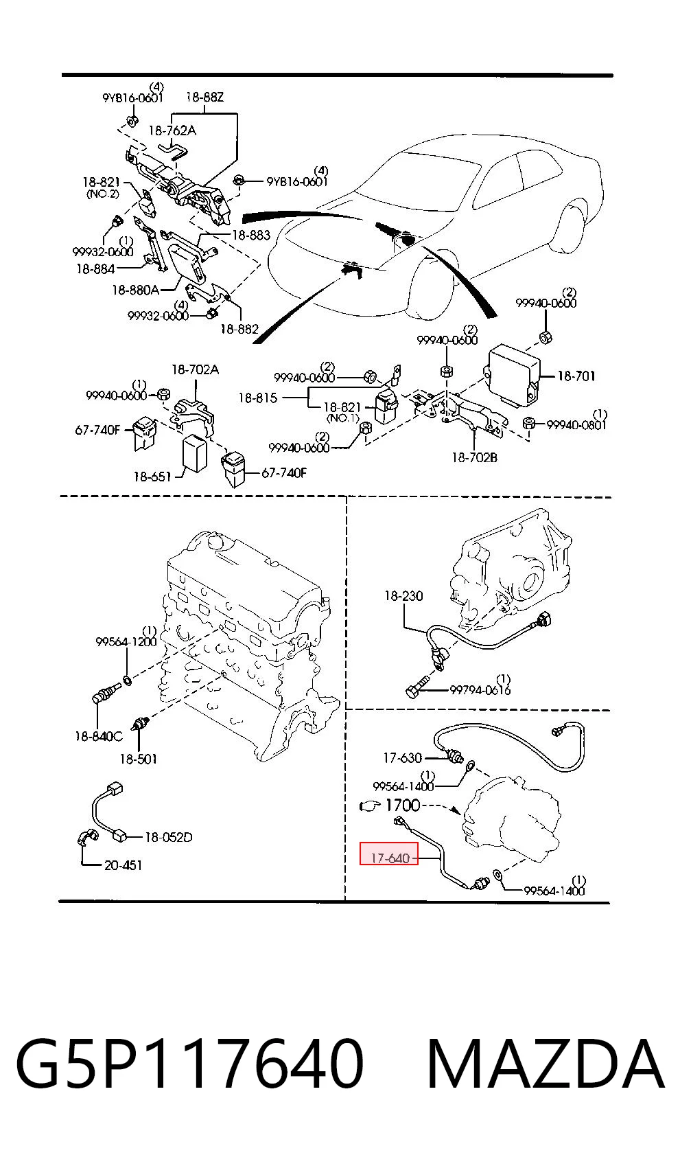 G5P117640 Mazda Sensor de ativação das luzes de marcha à ré