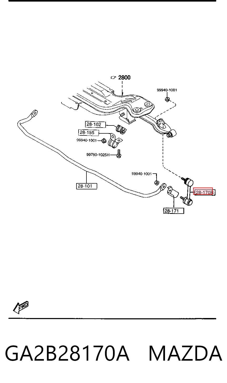 Montante de estabilizador traseiro para Mazda 626 GE