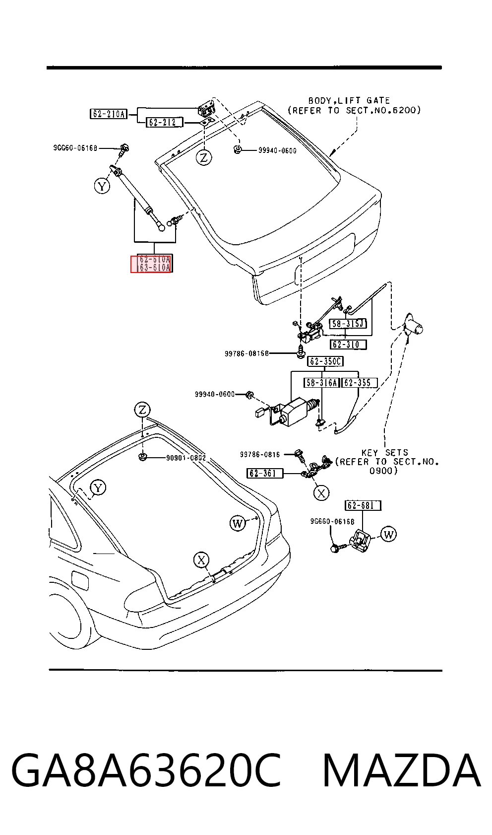 Compre Amortecedor de tampa de porta-malas (de 3ª/5ª porta traseira) Mazda 626 4