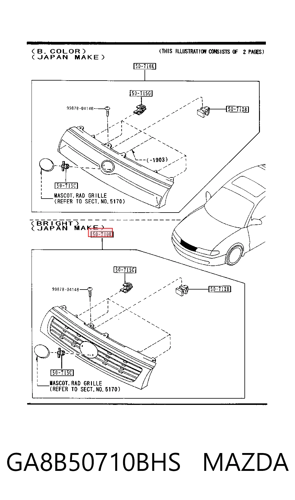 Grelha do radiador para Mazda 626 GE