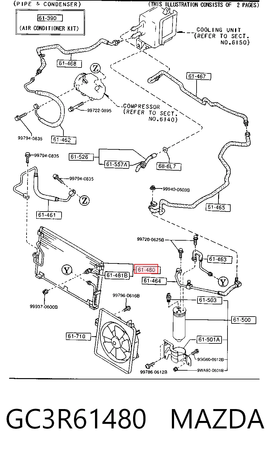 Radiador de aparelho de ar condicionado Mazda 626 IV GE