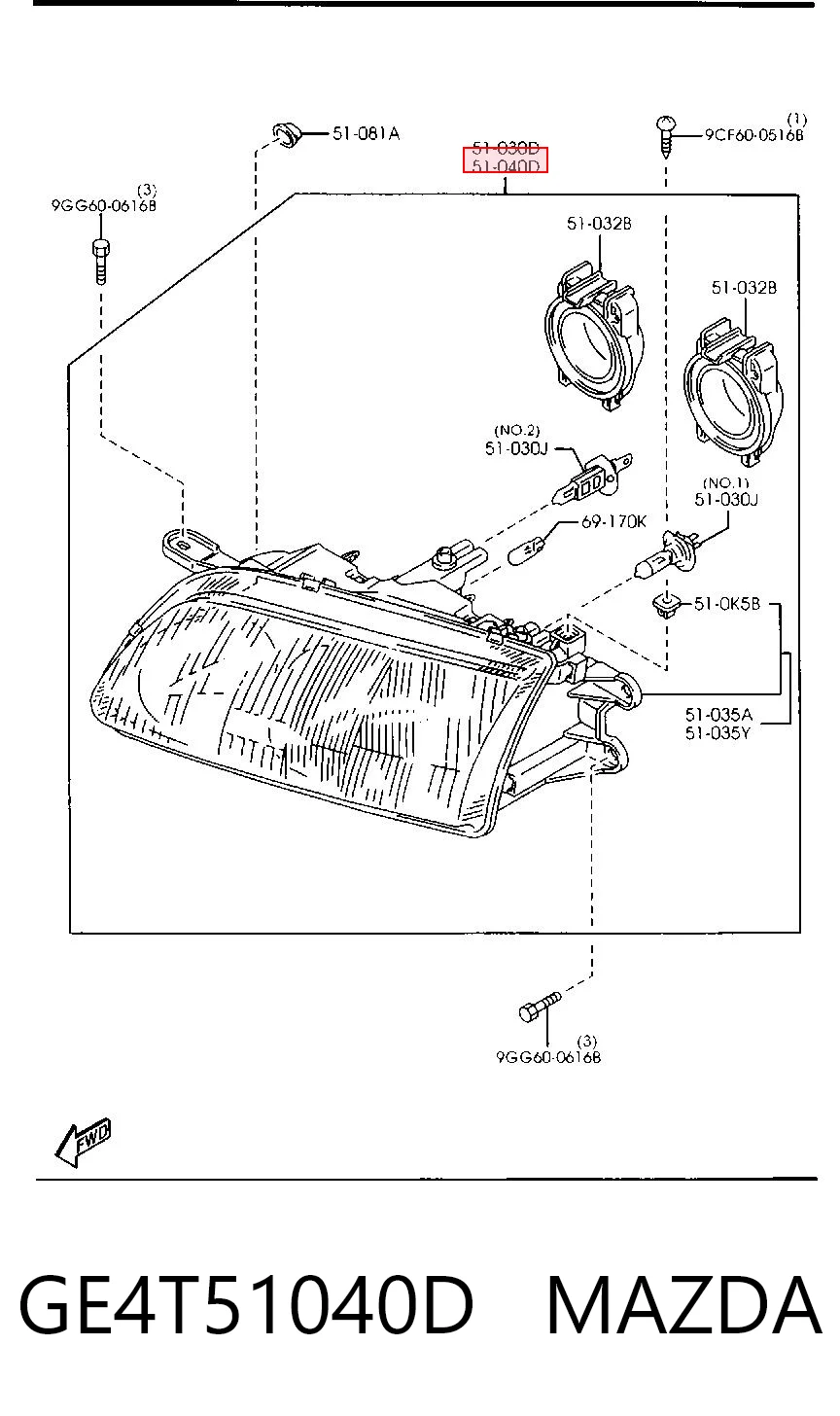 Luz esquerda para Mazda 626 V GF