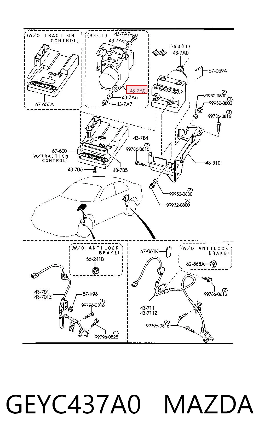 Unidade hidráulico de controlo ABS para Mazda 626 V GF