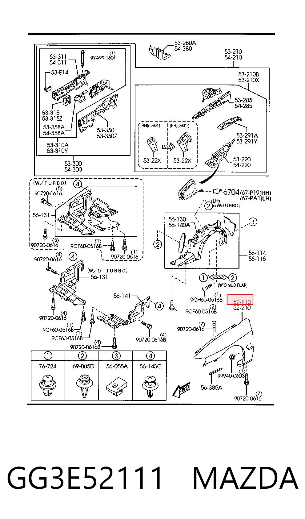 Pára-lama dianteiro direito para Mazda 626 V GF