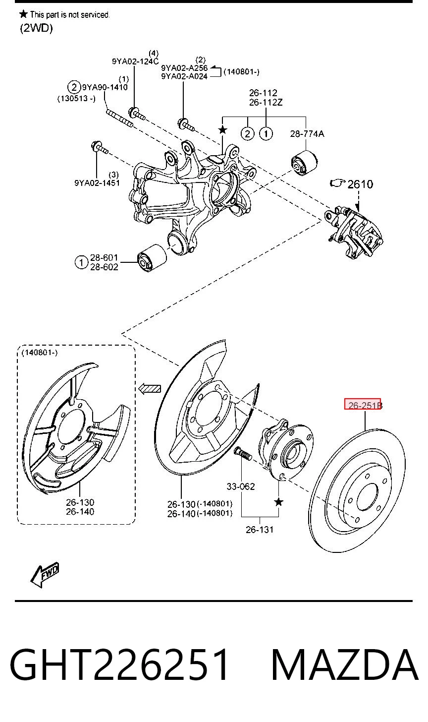 GHT226251 Mazda Disco do freio traseiro