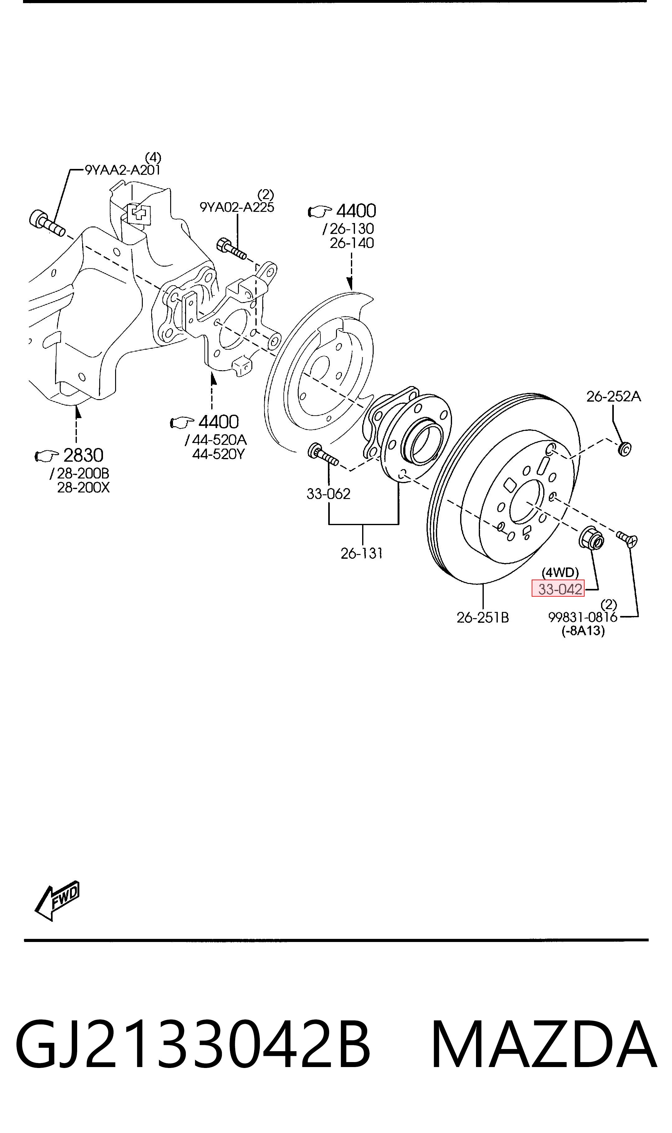 GJ2133042B Mazda Porca de cubo dianteiro