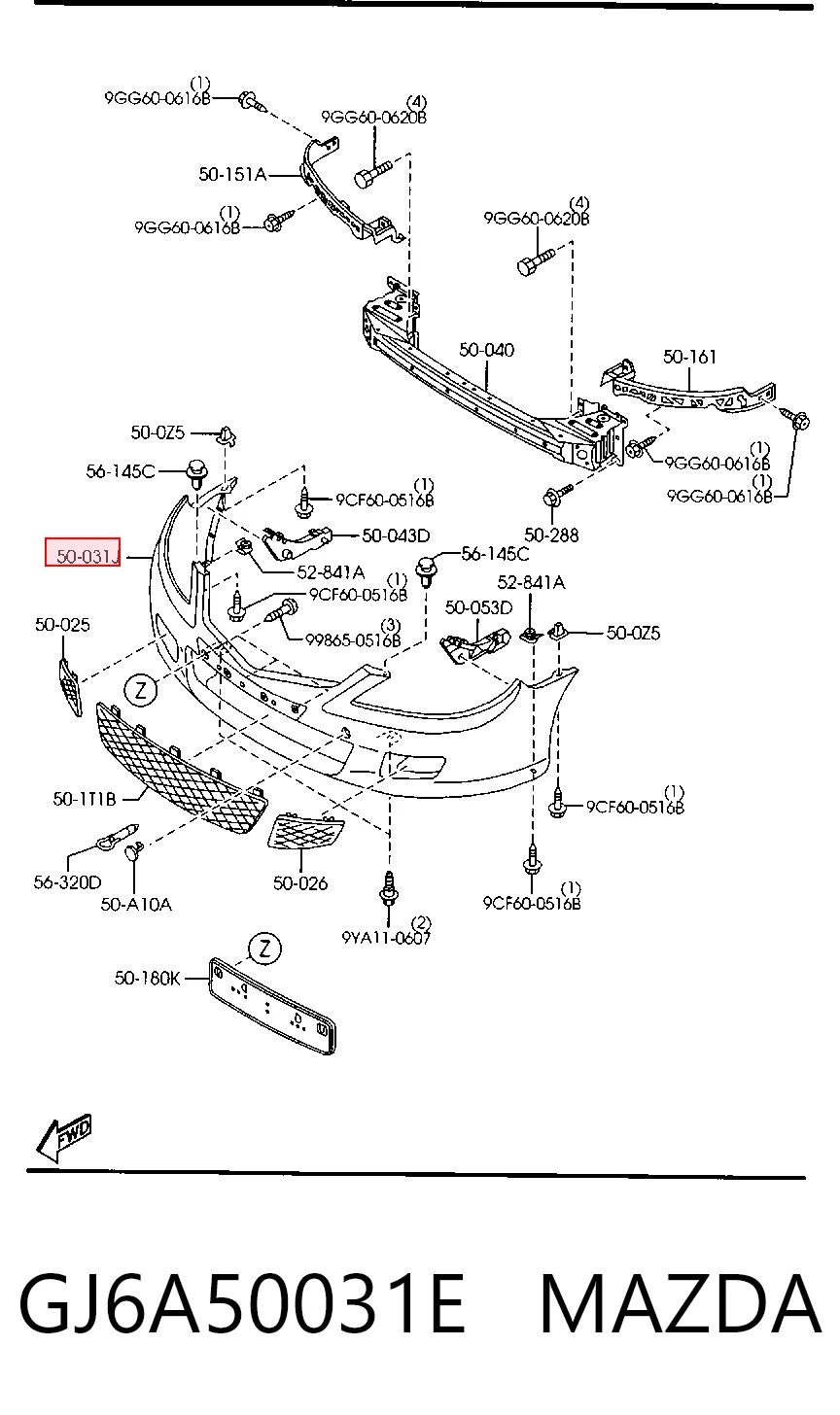 Pára-choque dianteiro para Mazda 6  GG