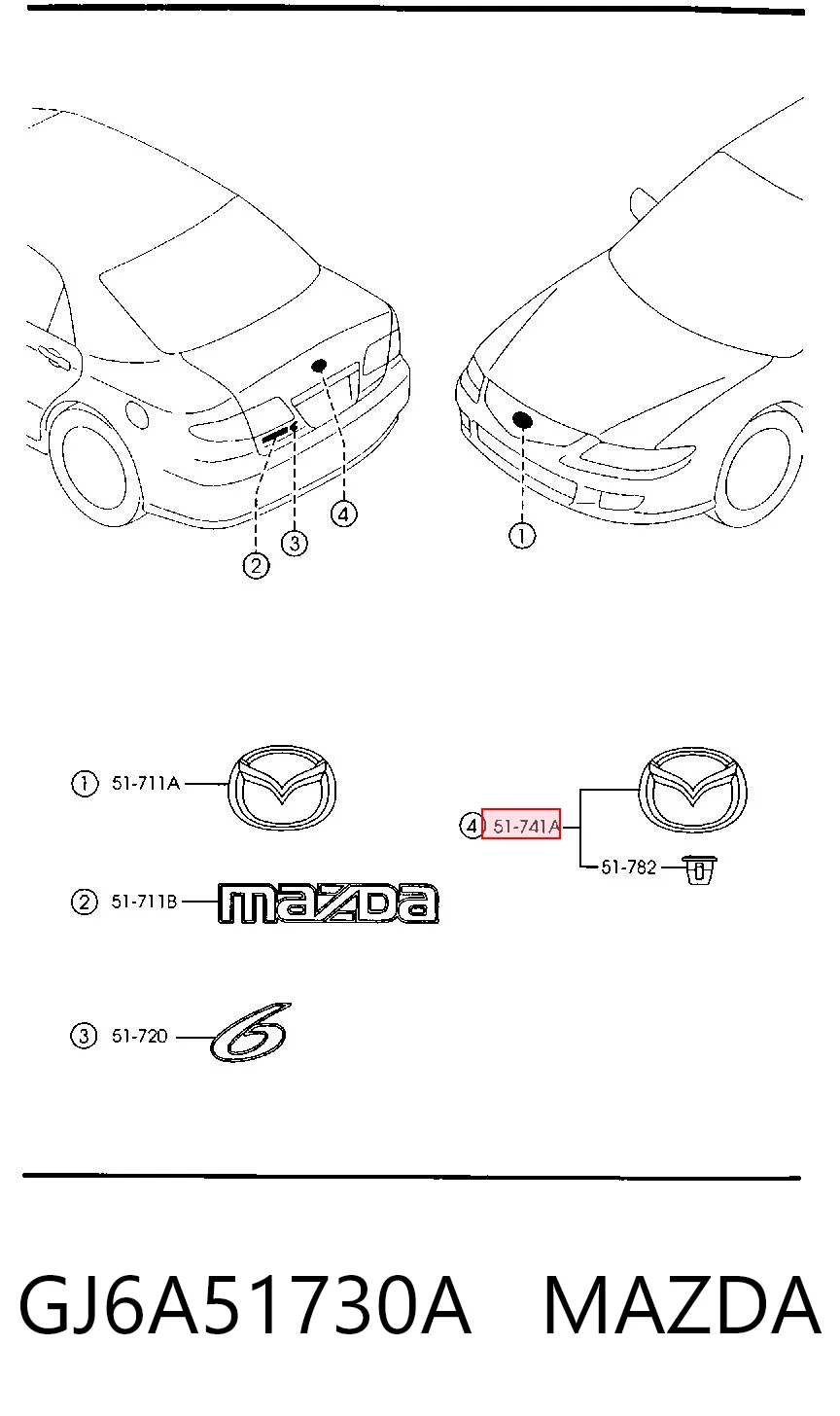 Emblema de tampa de porta-malas (emblema de firma) Mazda 6  GG ao melhor preço