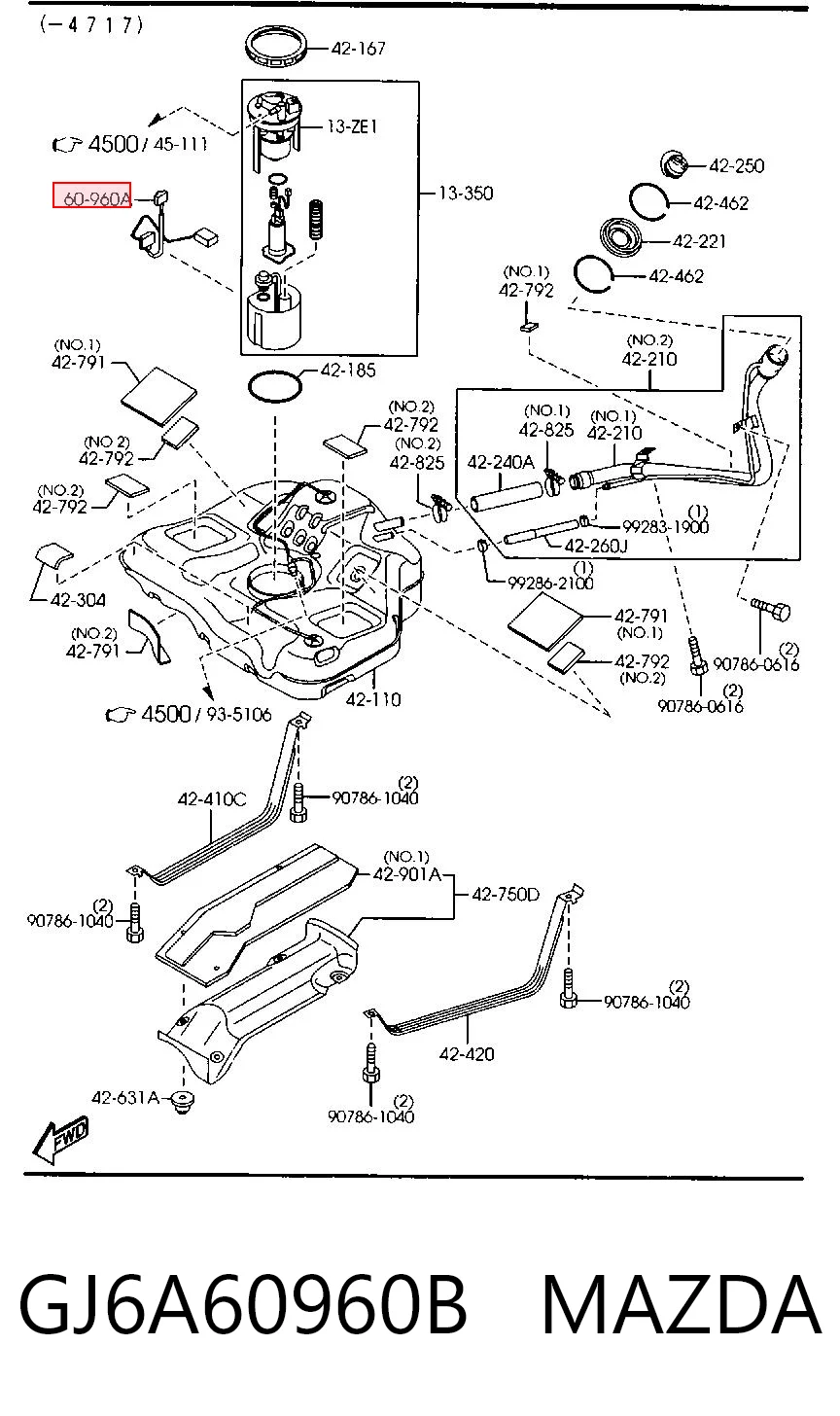 Sensor do nível de combustível no tanque para Mazda 6  GY