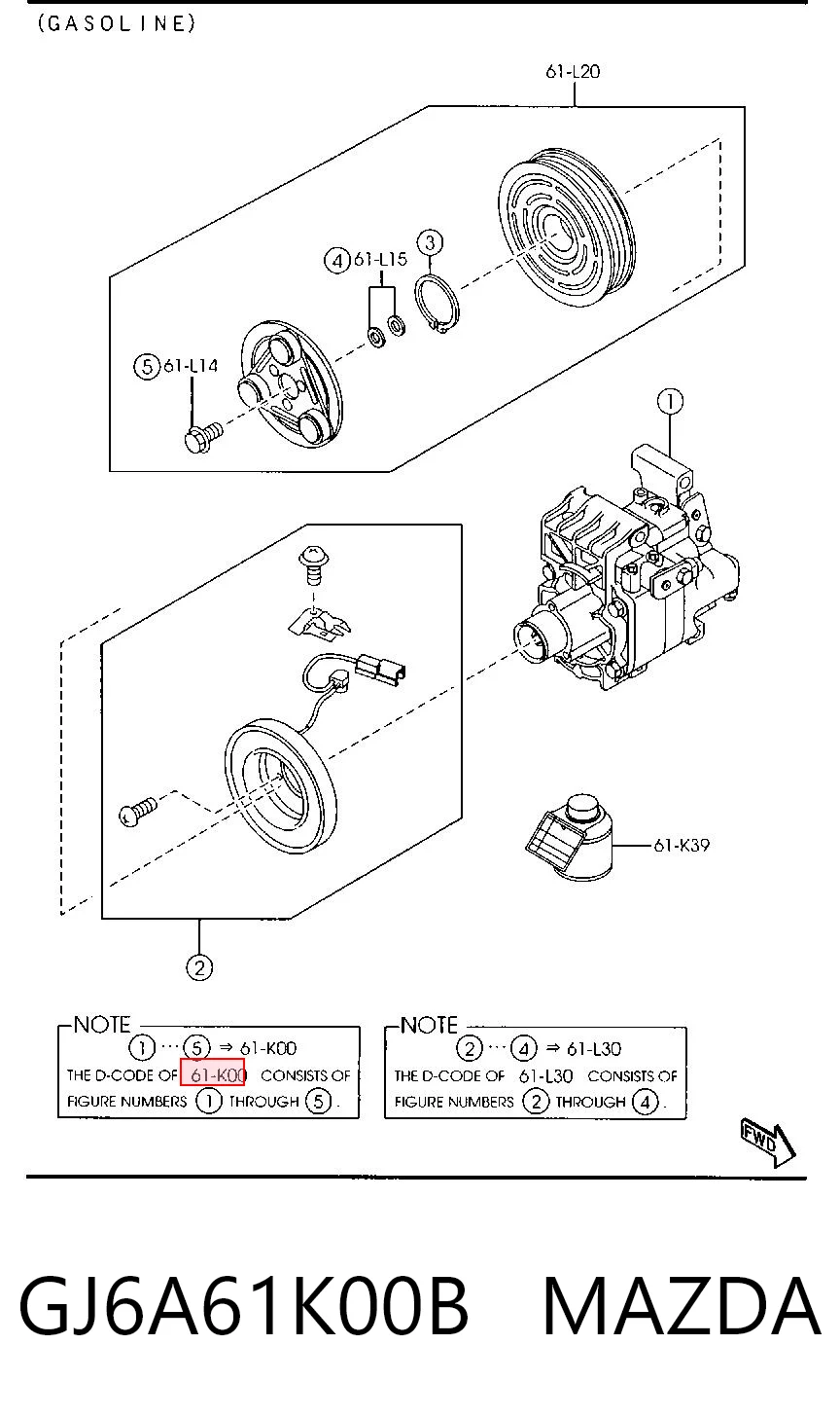 GJ6A61K00B Mazda Compressor de aparelho de ar condicionado