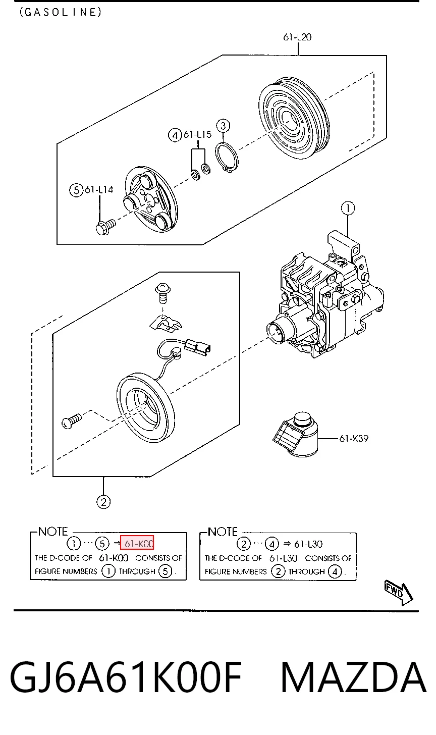GJ6A61K00F Mazda Compressor de aparelho de ar condicionado