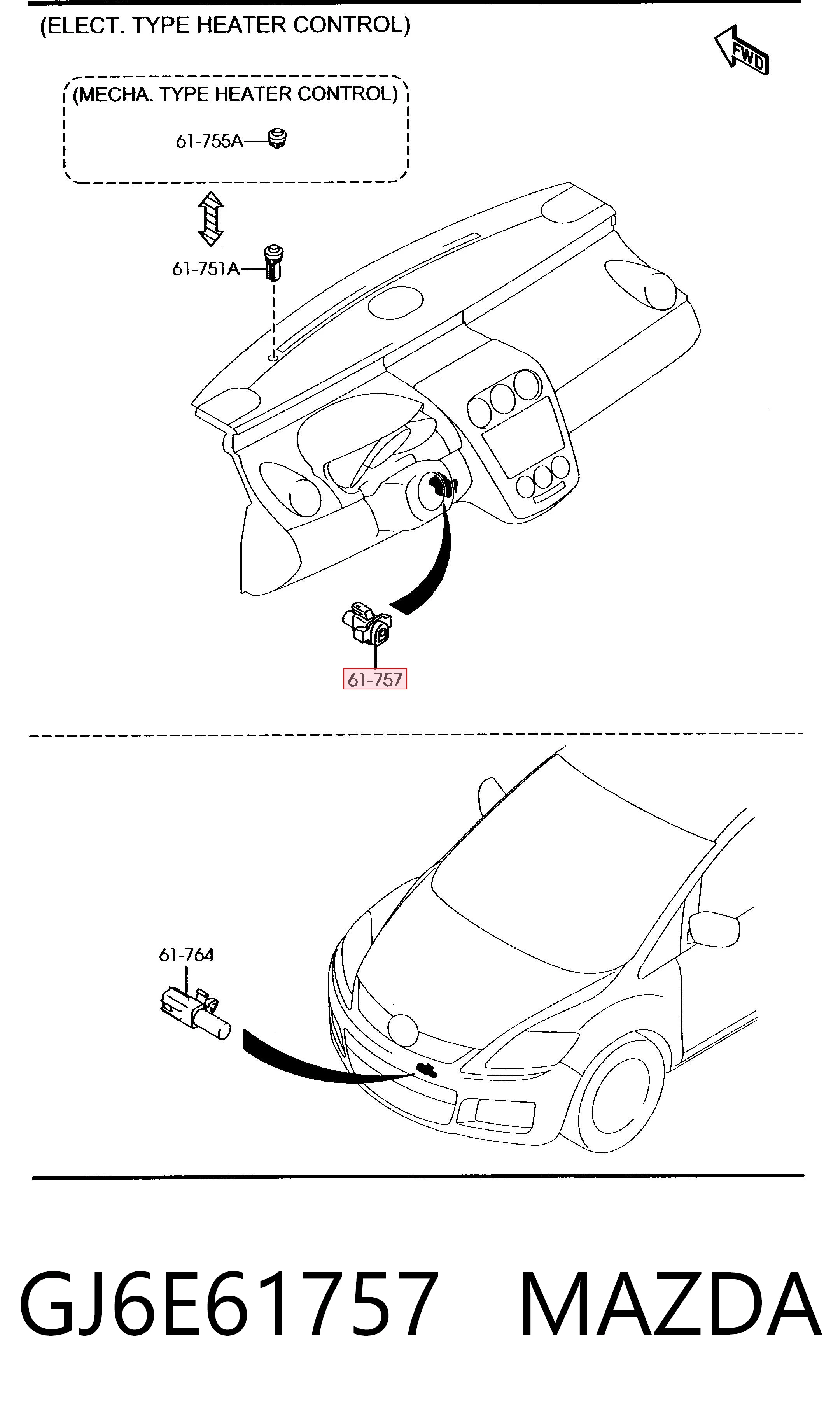Sensor de temperatura de ar no salão Mazda 6 GY ao melhor preço