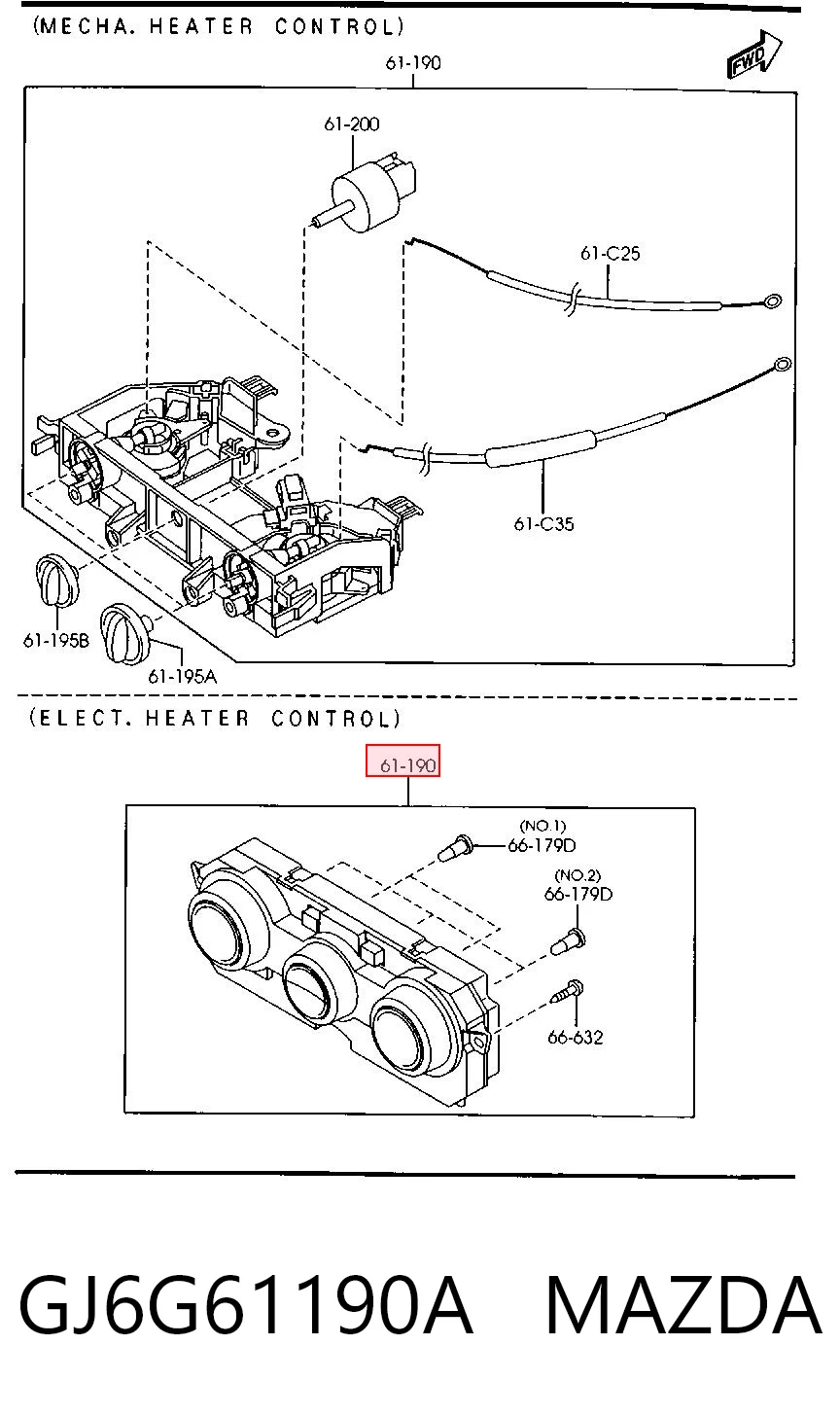 Unidade de controlo dos modos de aquecimento/condicionamento para Mazda 6  GG
