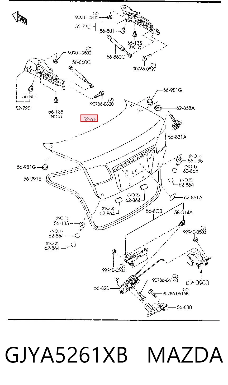 Tampa de porta-malas Mazda 6  GG ao melhor preço