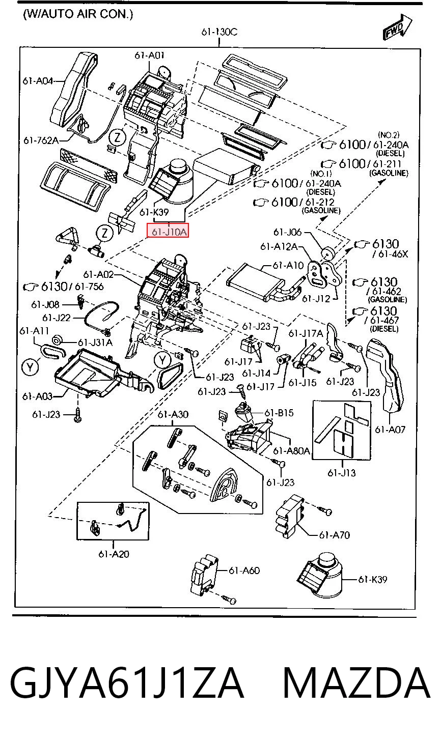 Vaporizador de aparelho de ar condicionado para Mazda 6  GY