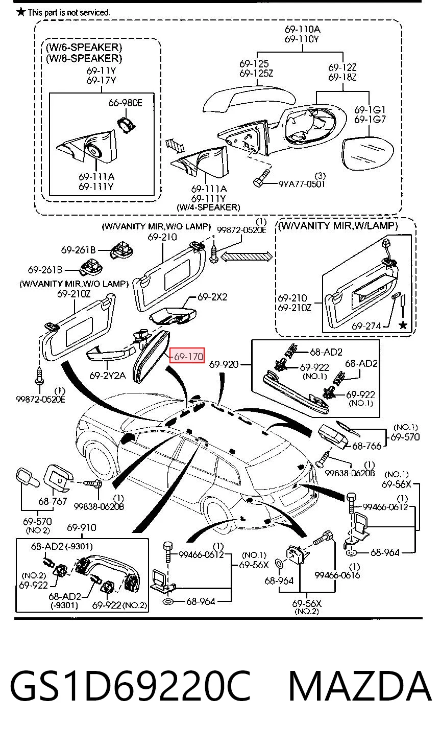 Espelho de salão interno Mazda 6  GH ao melhor preço