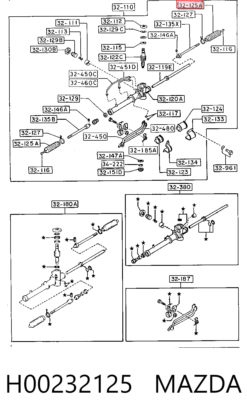 Bota de proteção do mecanismo de direção (de cremalheira) Mazda 626 II GC