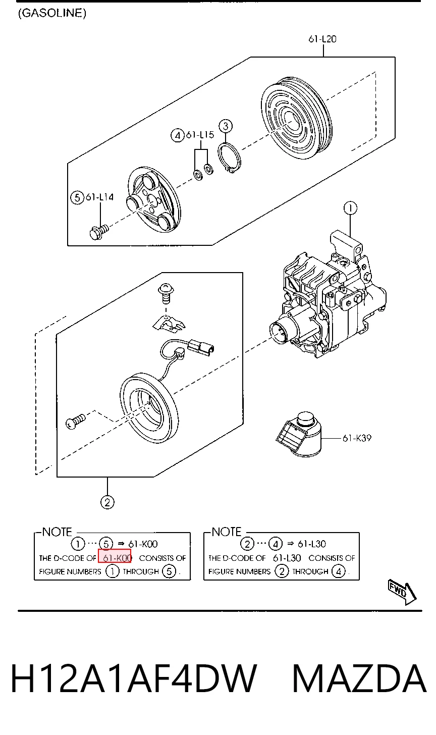H12A1AF4DW Mazda Compressor de aparelho de ar condicionado