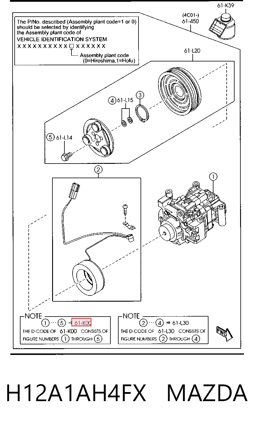 H12A1AH4FX Mazda Compressor de aparelho de ar condicionado
