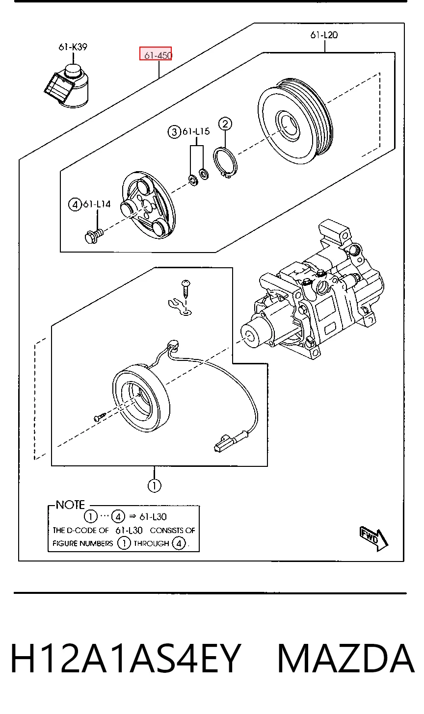 H12A1AS4EY Mazda Compressor de aparelho de ar condicionado