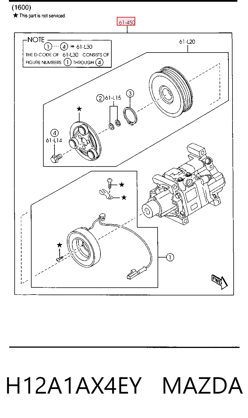 H12A1AX4EY Mazda Compressor de aparelho de ar condicionado