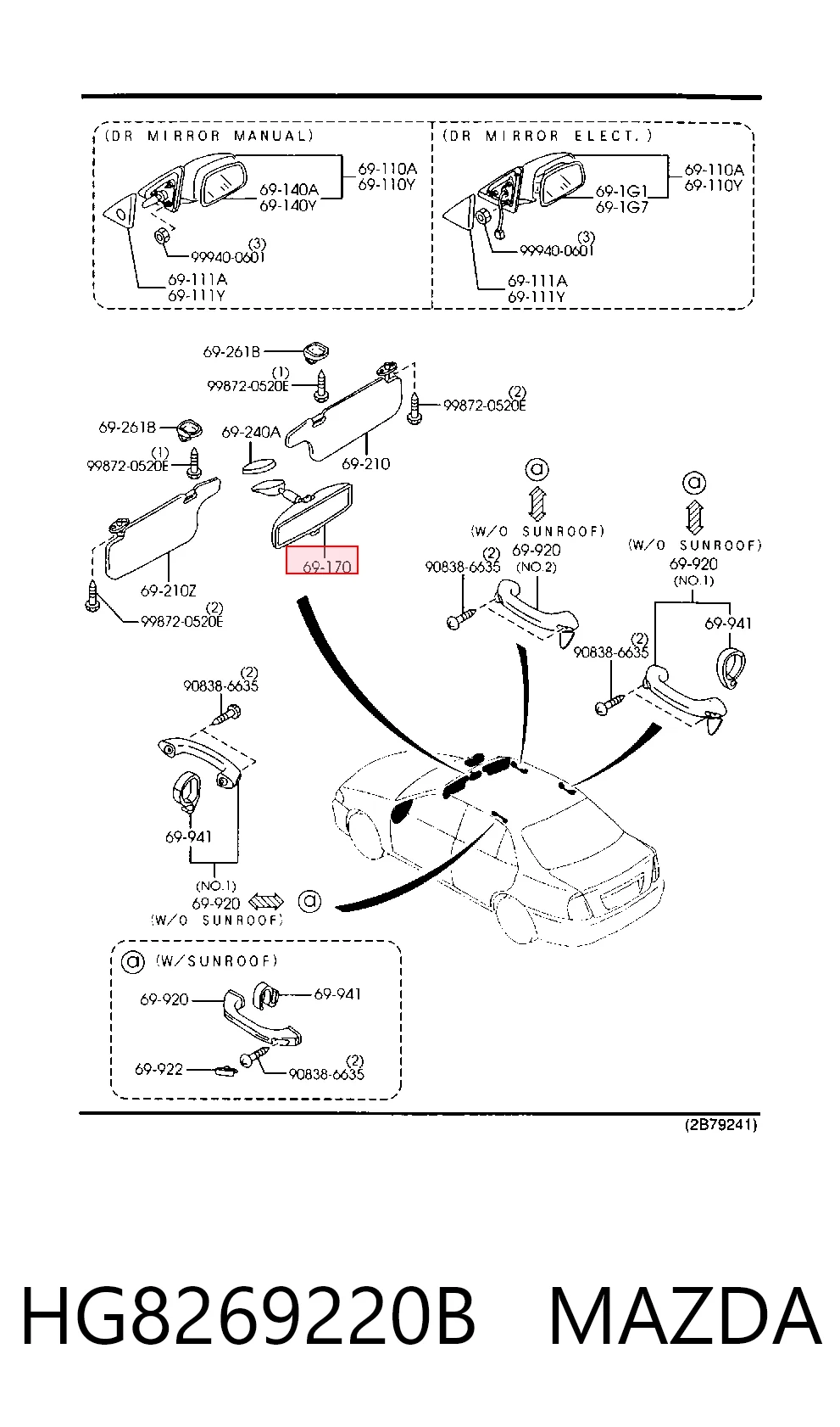 Espelho de salão interno para Mazda 6  GY