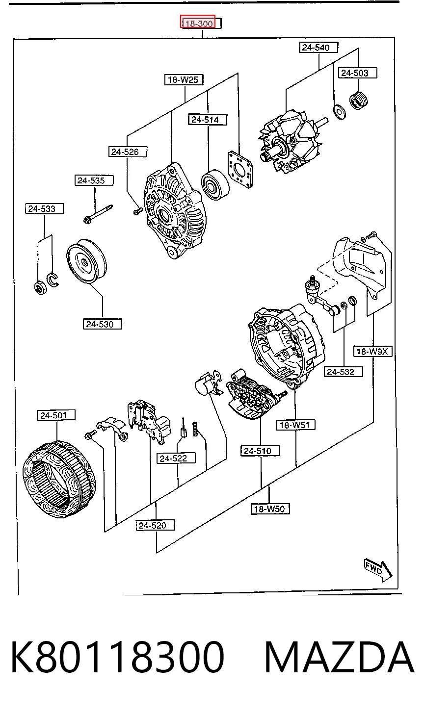 K80118300 Mazda Gerador