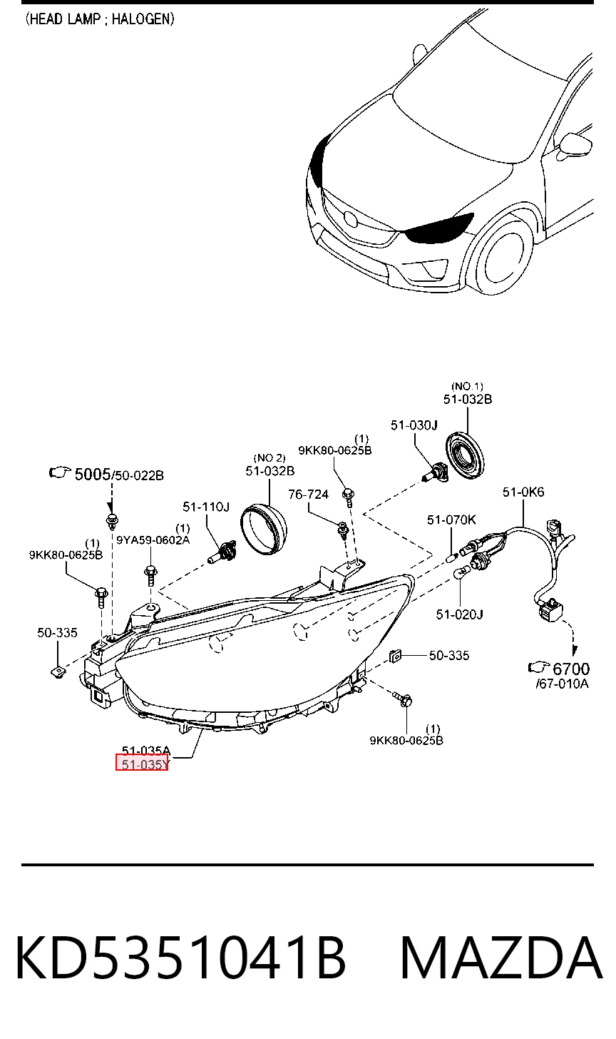Luz esquerda para Mazda CX-5 I KE, GH
