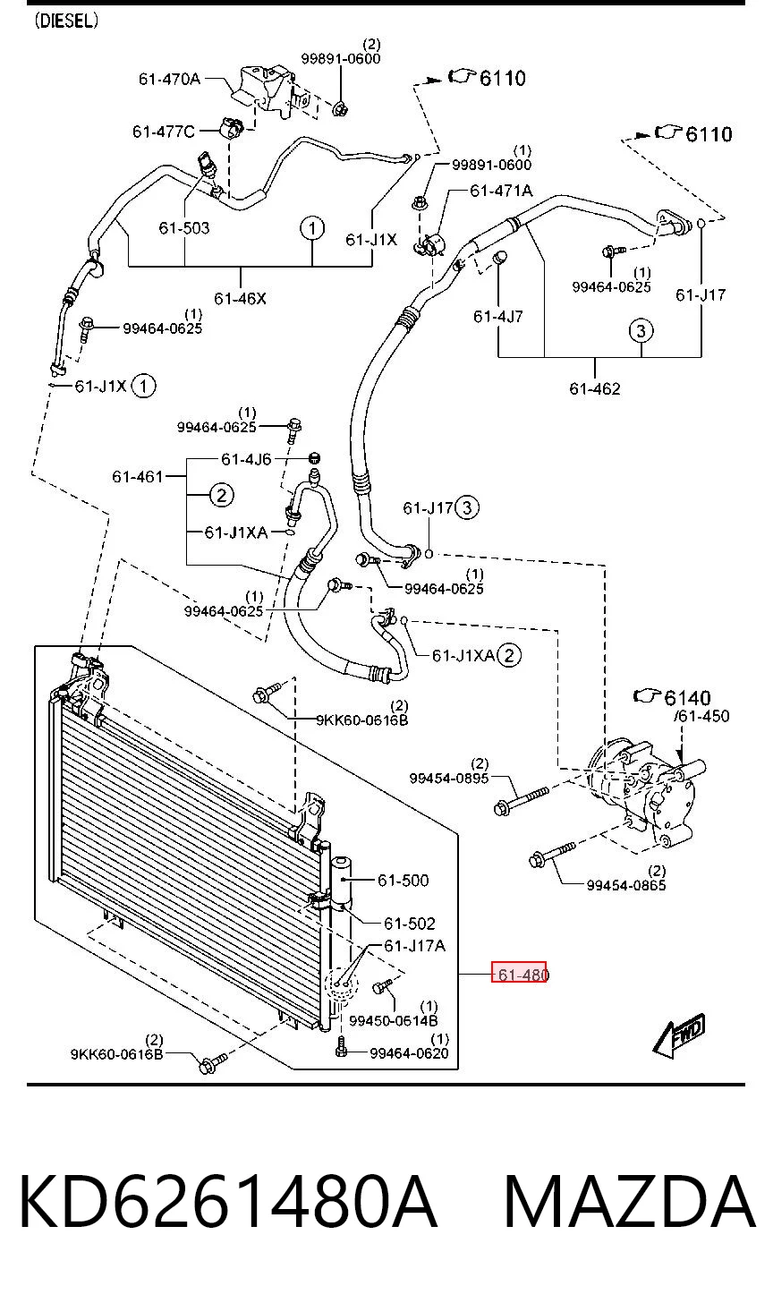 Radiador de aparelho de ar condicionado para Mazda CX-5 KE, GH