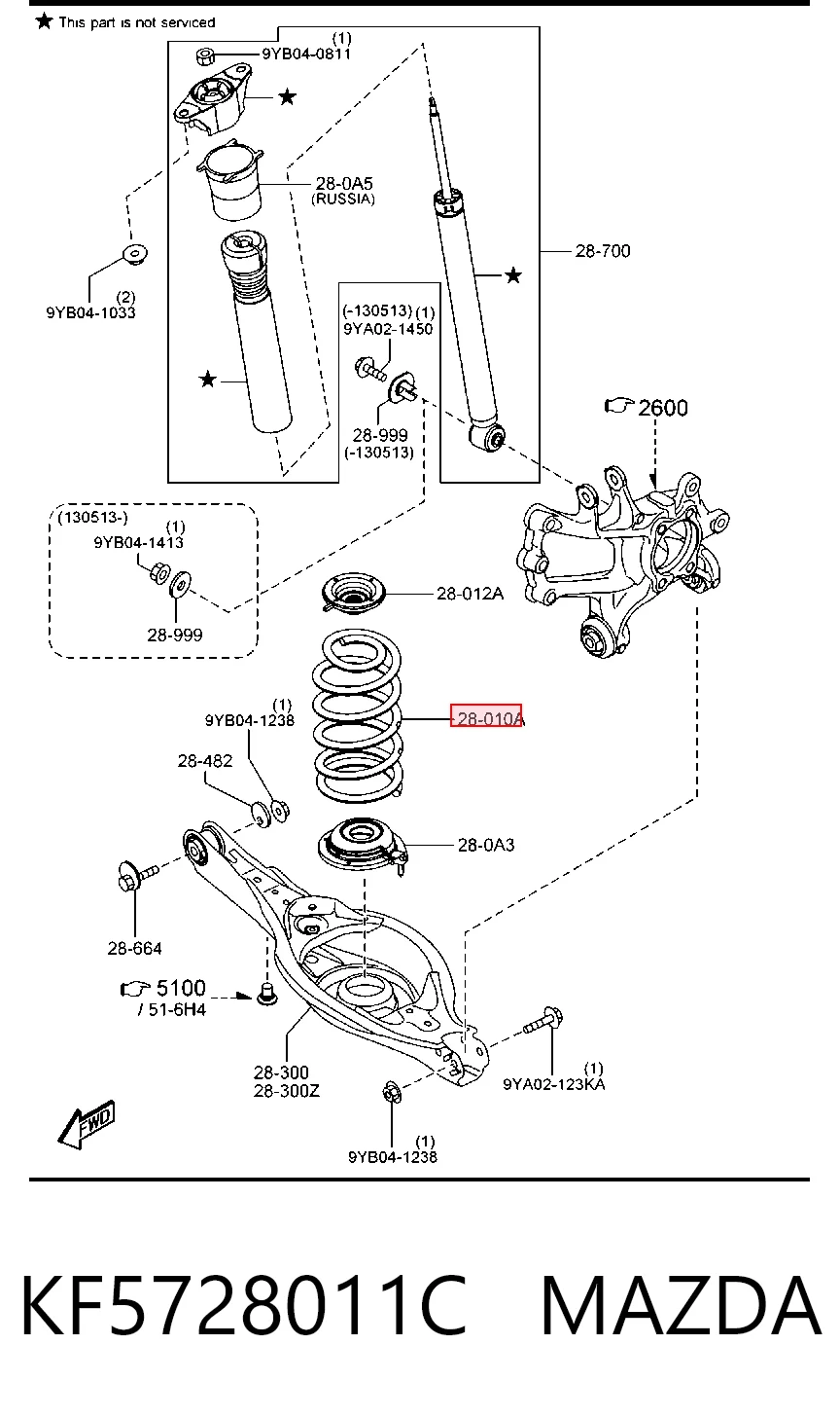  Mola traseira Mazda CX-5 I SUV (KE, GH) (2011 - 2017) I