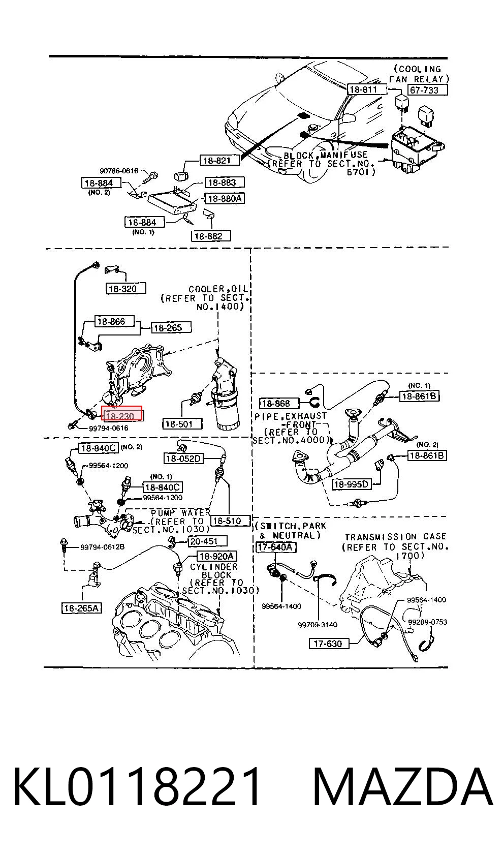KL0118221 Mazda Sensor de posição (de revoluções) de cambota