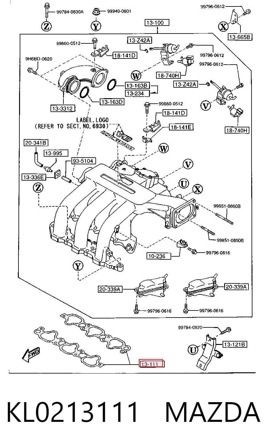Vedante de tubo coletor de admissão Mazda 323 F V BA